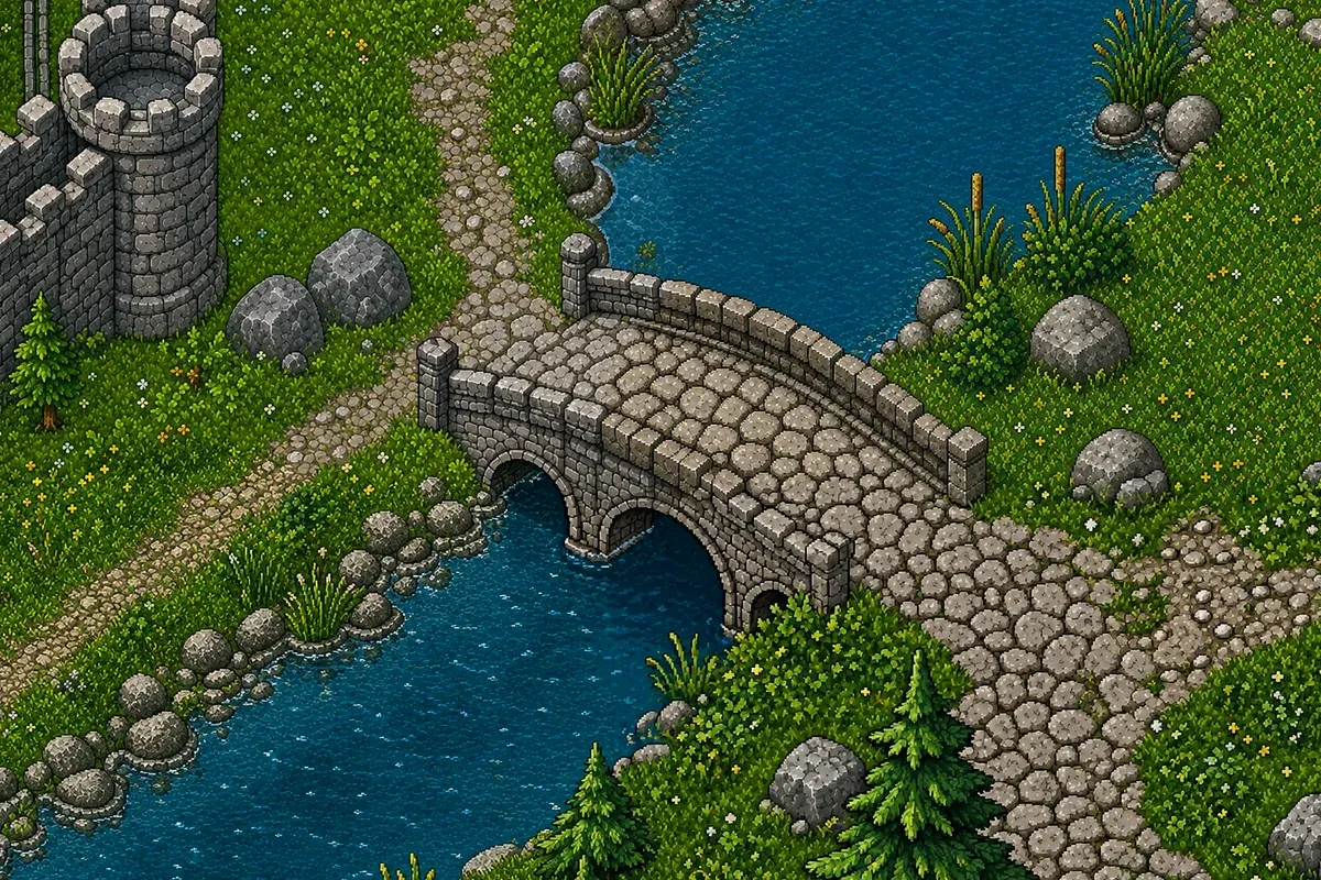 The residual shadow on the water at the exit of the bridge arches, before it was cleaned