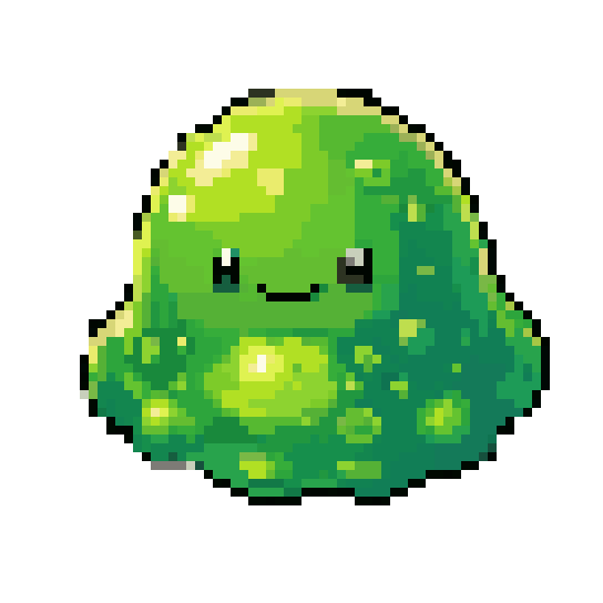 El slime muriendo, animado: se desinfla hasta quedar en un charco bajo